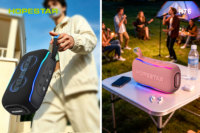 Enceinte portable mini Hopestar H76 30W BT5.3, étanche IPX6, lumière RGB, TWS, commande vocale IA, avec cordon, pour extérieur et voyage, 4 modes, haut-parleur puissant
