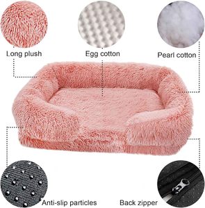 Lit <span class=keywords><strong>pour</strong></span> <span class=keywords><strong>chien</strong></span> imperméable en peluche moelleux de luxe fond antidérapant mousse à mémoire de forme orthopédique lavable canapé - Product Image 3