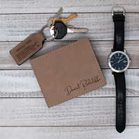 Portefeuille bifold en similicuir personnalisé : gravure laser, cadeau pour homme, marquage laser personnalisé, portefeuille bifold en similicuir pour homme