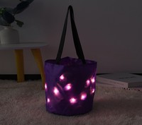 Sac seau en coton LED personnalisé pour Halloween, lumineux dans le noir, rechargeable, vente en gros, OEM ODM, avec logo personnalisé, sac citrouille pour bonbons ou farces