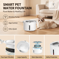 Fontaine à eau intelligente pour animaux de compagnie 2L en acier inoxydable avec capteur, distributeur pour chat, rechargeable par USB, silencieuse, filtration 4 couches, solide, étanche, OEM