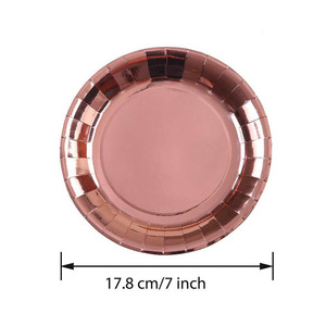 ชุดจานชามกระดาษสีโรสโกลด์แบบใช้แล้วทิ้ง ยี่ห้อ DAMAI พร้อมแก้ว กระดาษเช็ดปาก อุปกรณ์จัดงานเลี้ยง จานสำหรับงานเลี้ยง ขายส่งอุปกรณ์จัดงานเลี้ยง - Product Image 5