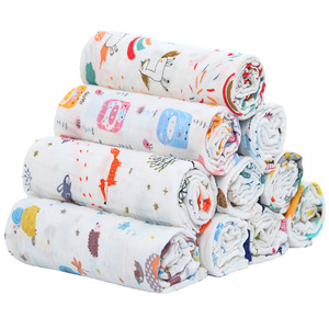 Couverture en mousseline de bambou <span class=keywords><strong>pour</strong></span> bébé à motif réactif <span class=keywords><strong>personnalisé</strong></span>, 2 couches, couverture d'emmaillotage, vente en gros, tissu en coton biologique, couverture en mousseline - Product Image 1