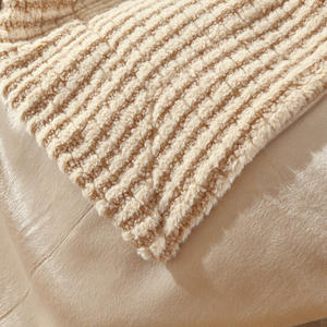 FY vente en gros usine pas cher bonne qualité personnalisé Beige marron pulvérisation bande polyester artificielle lapin fourrure flanelle couverture épaisse - Product Image 5