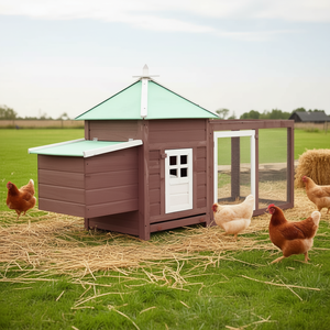 Pollaio in Legno di Abete Marrone Moka con Nido Integrato, Casetta per Animali da Esterno - Product Image 2