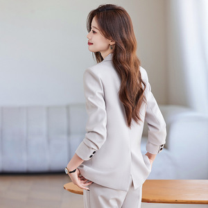 Women's Suit Set Solid Color Double-Breasted Anti-Wrinkle Casual Wear Plus Size - Product Image 4
