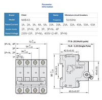 Disjoncteur miniature CHINT à prix avantageux NXB-63 1P+N C4A 2P 3P 4P 63A 50A 40A 32A 25A 20A 16A MCB Protection contre les surintensités