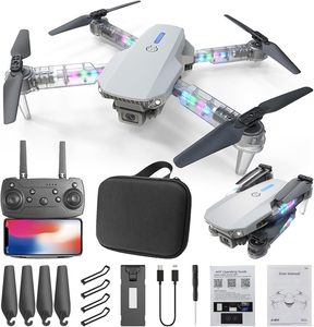 Drones DWI Dowellin con cámara 4K Dron <span class=keywords><strong>plegable</strong></span> <span class=keywords><strong>E88</strong></span> con cámara HD, mini drones con brazos plegados LED transparentes - Product Image 6
