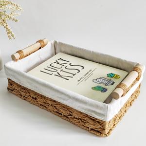 ตะกร้าเก็บของแบบทอโบไปย์ผ้าฝ้ายทรงสี่เหลี่ยมผืนผ้าทำด้วยมือสำหรับจัดระเบียบเครื่องสำอางขนมผลไม้ - Product Image 1