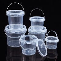 Seau en plastique portatif blanc clair transparent de catégorie comestible pour emballer 0.3 L 0.5 L 0.75L