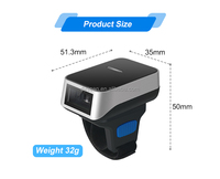 Escáner de Código de Barras Inalámbrico de Anillo Dyscan 2D Compatible con BT para Inventario, Lector de Imágenes para Dispositivos Móviles DI9010-2D