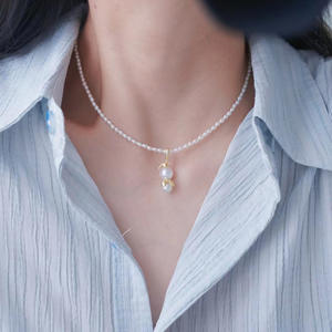 Accessoires de pendentif et de collier en argent S925 avec perles rondes de 8-9 mm, support double perle mignon, pendentifs et breloques en perles 31050 - Product Image 2