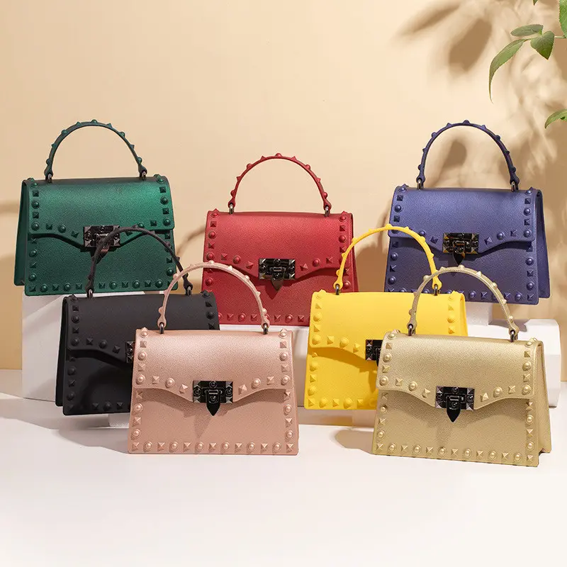 2020 Wholesale Women Pure Color Matte Frosted Purses Lock Jelly Handbags Chain Crossbody Bag