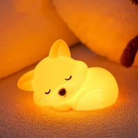 Lampe de nuit en silicone Fox, rechargeable par USB, activée par le toucher, lumière d'ambiance, cadeau créatif pour la chambre à coucher, la chambre d'enfant, la décoration de bureau