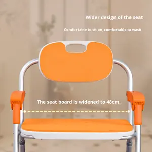 Chaise de transfert de douche de salle de bain pour personnes âgées en alliage d'aluminium pliant contemporain capacité de 150kg rééducation de luxe Gilead texturé - Product Image 2