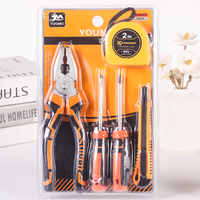Ensemble d'outils à main A9824, pince combinée, tournevis, couteau, ruban adhésif, 5 pièces, emballé sous blister, 1 dollar, ensemble d'outils à main pour usage quotidien