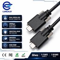 Cable USB 3.2 Tipo C de Doble Bloqueo con Tornillos de LUNG KAY, Sincronización de Datos de 20 Gbps para Cámaras Industriales, Visión Artificial y SSD