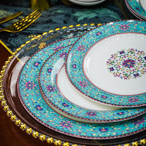 Juego de Vajilla de Cerámica de 58 Piezas, Precio de Fábrica, Jingdezhen, Esmalte de Color, Lujoso, Relieve Amarillo/Azul, Estilo Real <span class=keywords><strong>Chino</strong></span>, Sin Plomo ni Cadmio - Product Image 4