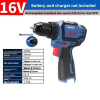 Perceuse à percussion sans fil 16V en acier, batterie lithium rechargeable, contrôle de vitesse infini, 25mm, OEM DCJZ1603E