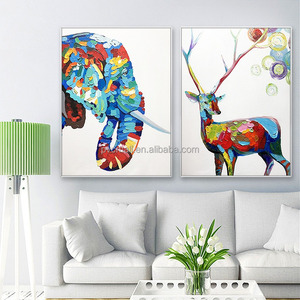 Tela di animali arte della parete decorazione per la casa <span class=keywords><strong>dipinti</strong></span> a mano <span class=keywords><strong>dipinti</strong></span> ad olio colorati cervo pittura astratta olio su tela fatta a mano - Product Image 1