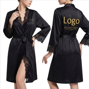 Premium Sexy Silk Satin Robe Women Lace Trim Nightgown Luxury Sleepwear Bridal Shower Gift For Her