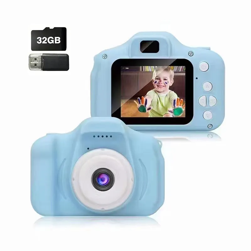 Pink Hijau Biru permainan anak-anak 2.0 inci layar 1080p foto kamera Video mainan anak hadiah bayi kamera anak-anak