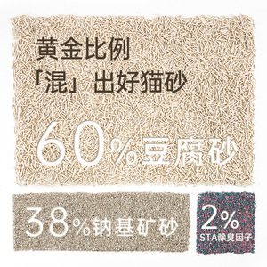 Litière pour chat en tofu et minéraux mixtes 20 kg Sans poussière Contrôle des odeurs Biodégradable - Product Image 1
