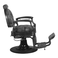 Chaise de barbier noire robuste classique siège en cuir de coupe de cheveux antique vintage hydraulique pour salons
