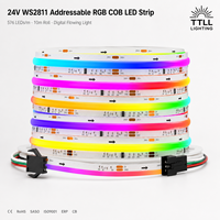 Светодиодная лента 24В WS2811 RGB COB с адресной подсветкой, 576 светодиодов/м, цифровая линейная лента с эффектом бегущего огня, рулон 10м для сцены, бара, интерьерных проектов
