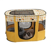 Boîte de mise bas ovale pliable en tissu pour chats et petits chiens - Enclos pour animaux de compagnie avec espace de mise bas pour chiots et chatons