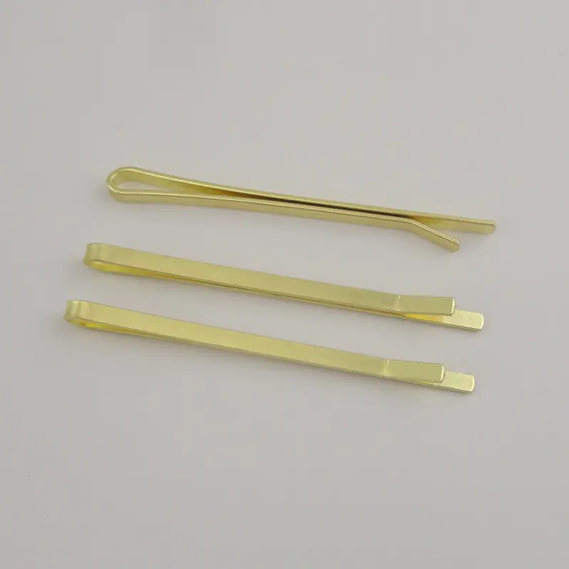 Horquillas planas de Metal dorado para el pelo, accesorios de lazos para el cabello artesanales, 100 unids/bolsa, 2,6mm x 5,5 cm