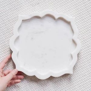 Venta directa de alta calidad únicos platos de mármol indio respetuosos con el medio ambiente piedra artesanía artística restaurante cocina bandeja plato suministrado - Product Image 1