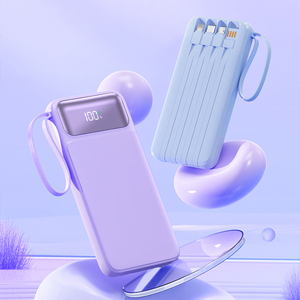 Built-in 4 <b>Charging</b> <b>Cable</b> 20000mah Power Bank Lanyard Design Portable Charge Digital Display Powerbank - Product Image 1