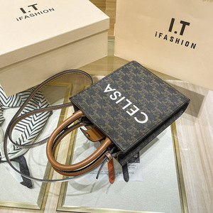 Bolso Tote de Cuero Genuino de Hong Kong con Patrón de Letras Cuadradas y Cremallera, Bolso de Hombro Portátil de Alta Gama, Nuevo 2025 - Product Image 1