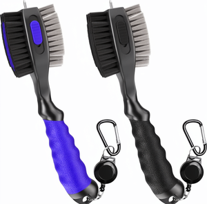 THIODOON Lot de 2 brosses magnétiques puissantes pour clubs de golf, tête de brosse de golf surdimensionnée rétractable de 2 pieds avec <span class=keywords><strong>mousqueton</strong></span>, confortable pour nettoyer les pointes - Product Image 1