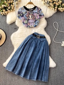 Cổ Điển Của Phụ Nữ Thiết Lập Ngắn Tay Áo Len + Hip Váy Nữ Hàng Ngày Phù Hợp Với Rắn Dệt Kim 2 Mảnh Thiết Lập Phụ Nữ - Product Image 2