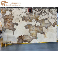 Marmer mewah Pandora Quartzite Patagonia lempengan marmer putih untuk latar belakang dinding Interior