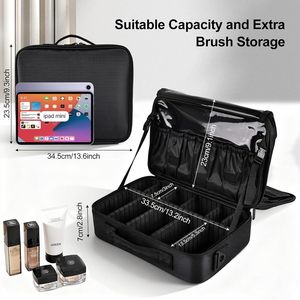 Custom Cosmetic <b>Cases</b> Large Capacity Cosmetic Bag Handheld <b>Makeup</b> <b>Case</b> Toiletry Bag Partition Toolbox <b>Case</b> Bags - Product Image 2