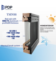Puerta de Entrada de Doble Hoja de Aluminio y Madera PDP, Estilo Minimalista Clásico para Exteriores de Villa, Puerta Abatible de 2 Paneles de Fibra de Vidrio para Hotel
