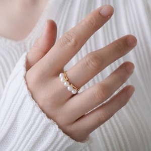 10621 DIY S925 Silver <b>Ring</b> with Empty Holder 4-5mm Round Beads <b>Pearl</b> Accessories Multi Bead Silver <b>Ring</b> - Product Image 3