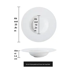 Solid Color High-End Rock Pattern Ceramic <b>Plate</b> Luxury Western Food Pasta Soup <b>Plate</b> Solid Color Rock Pattern Straw Hat Hotel - Product Image 6