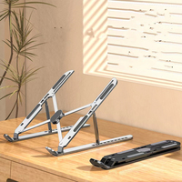 Support pour ordinateur portable en métal ergonomique ventilé et pliable, réglable en hauteur sur 10 positions