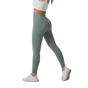 Women's High Waist Tight Exercise Yoga Leggings Sports Pants With Peach Hips Fitness Pants-Knitted Yoga Wear