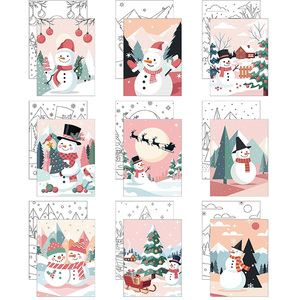 Kits <span class=keywords><strong>de</strong></span> panneaux <span class=keywords><strong>de</strong></span> peinture sur toile pré-<span class=keywords><strong>dessin</strong></span>és en coton, motif <span class=keywords><strong>bonhomme</strong></span> <span class=keywords><strong>de</strong></span> <span class=keywords><strong>neige</strong></span>, ambiance <span class=keywords><strong>de</strong></span> Noël, 8x10 pouces, en 10 pièces - Product Image 1