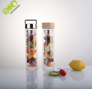 No <span class=keywords><strong>hay</strong></span> mínimo libre de BPA 450ml de doble pared de vidrio de borosilicato botella de <span class=keywords><strong>agua</strong></span> con infusor - Product Image 6