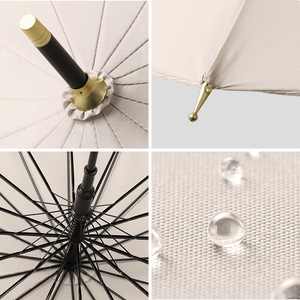 Paraguas de la serie Marble de 16 varillas, resistente al sol y la lluvia, apertura manual, mango recto, diseño minimalista, ideal para estudiantes y viajes diarios. - Product Image 3
