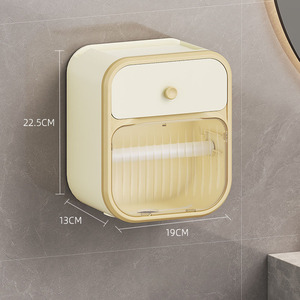 Caja de papel higiénico <span class=keywords><strong>sin</strong></span> punzonado soporte de papel higiénico caja de almacenamiento de inodoro doméstico soporte de rollo de papel montado en la pared cajón de papel - Product Image 6