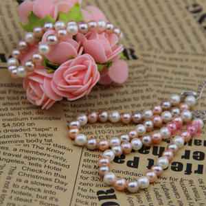 สร้อยข้อมือไข่มุกคุณภาพสูงสำหรับเด็กผู้หญิง สีผสม ขาว ชมพู ม่วง ลูกปัดเล็ก สร้อยข้อมือไข่มุกคุณภาพดี - Product Image 2