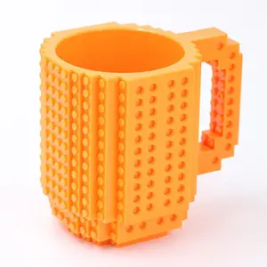 Factory Supply Creative 350ml Eco-friendly DIY Building Blocks Cylinder Shape Lego Brick Mug Plastic Coffee Cup Mug