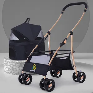 Herstellung Großhandel Luxus Trolley Pet Carrier Outdoor Kinderwagen Faltbarer Kinderwagen für Katzen hund